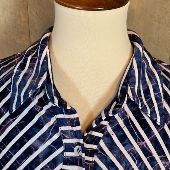 Soft Surroundings blue stripe tunic top with 3/4 sleeves Size Medium - Picture 4 of 13